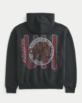 Boxy University of Houston Cougars basket-hoodie med tryck