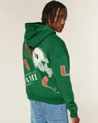 Boxy University of Miami Hurricanes grafisk hoodie