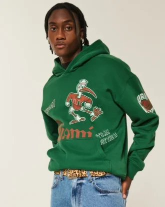 Boxy University of Miami Hurricanes grafisk hoodie