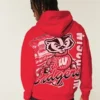 Boxy University of Wisconsin Badgers grafisk hoodie