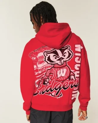 Boxy University of Wisconsin Badgers grafisk hoodie