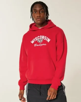 Boxy University of Wisconsin Badgers grafisk hoodie