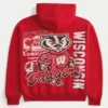 Boxy University of Wisconsin Badgers grafisk hoodie