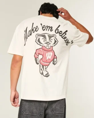 Boxy University of Wisconsin Badgers grafisk T-shirt