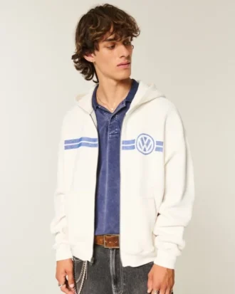 Boxy Volkswagen Racing Graphic Zip-Up Hoodie Boxy Volkswagen Racing Graphic Zip-Up Hoodie