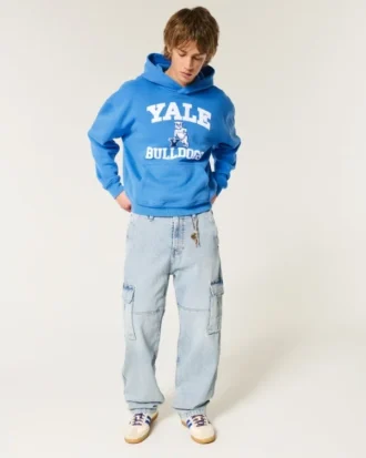 Boxy Yale Bulldogs grafisk hoodie