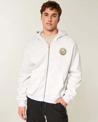 Boxy Zip-Up Club América Las Águilas grafisk hoodie