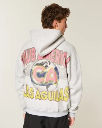 Boxy Zip-Up Club América Las Águilas grafisk hoodie