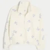 Broderad sherpa-fleecejacka Broderad sherpa-fleecejacka