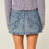 Broderad stjärnficka Denim minikjol Broderad stjärnficka Denim minikjol