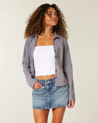 Broderad stjärnficka Denim minikjol