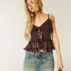 Chiffong-camisole med volanger Chiffong-camisole med volanger