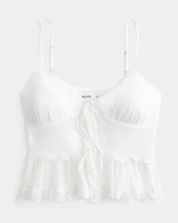 Chiffong-camisole med volanger Chiffong-camisole med volanger