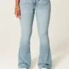 Curvy hög midja medium tvättade flare jeans Curvy hög midja medium tvättade flare jeans