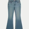 Curvy hög midja medium tvättade flare jeans Curvy hög midja medium tvättade flare jeans