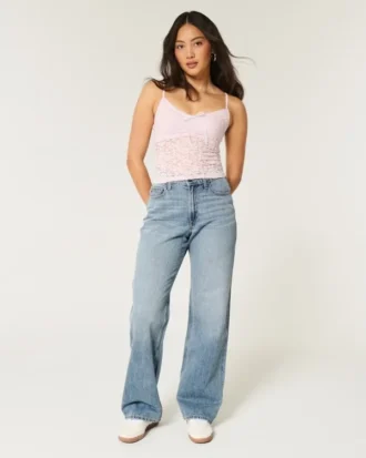 Curvy högmidjade baggy jeans i medium tvätt Curvy högmidjade baggy jeans i medium tvätt
