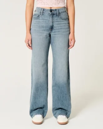 Curvy högmidjade baggy jeans i medium tvätt Curvy högmidjade baggy jeans i medium tvätt