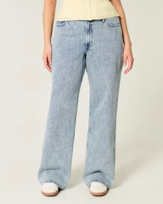 Curvy högmidjade baggy jeans i medium tvätt Curvy högmidjade baggy jeans i medium tvätt