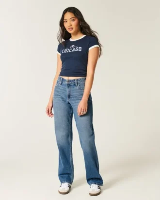 Curvy högmidjade dad jeans