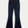 Curvy högmidjade mörkblå flare-jeans Curvy högmidjade mörkblå flare-jeans