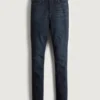 Curvy högmidjade mörkblå jeansleggings