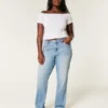 Curvy högmidjade raka jeans i medium tvätt Curvy högmidjade raka jeans i medium tvätt