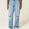 Curvy högmidjade slitna dad jeans i medium tvätt Curvy högmidjade slitna dad jeans i medium tvätt