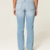 Curvy högmidjade, slitna, ljusblå raka jeans Curvy högmidjade, slitna, ljusblå raka jeans