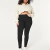 Curvy högmidjade svarta jeansleggings Curvy högmidjade svarta jeansleggings