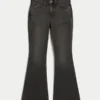 Curvy högmidjade tvättade svarta flare-jeans Curvy högmidjade tvättade svarta flare-jeans