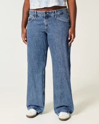 Curvy låg midja medium tvätt baggy jeans