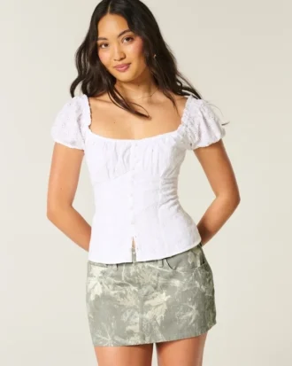 Curvy låg midja mini-skort i kamouflage-denim
