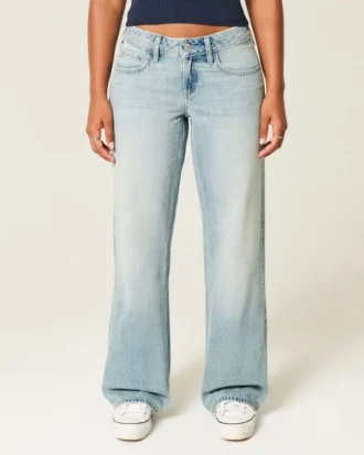 Curvy lågmidjade baggy jeans i ljus tvätt