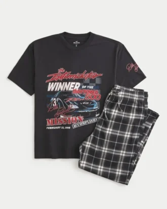 Dale Earnhardt NASCAR-T-shirt med tryck och pyjamasbyxor i flanell