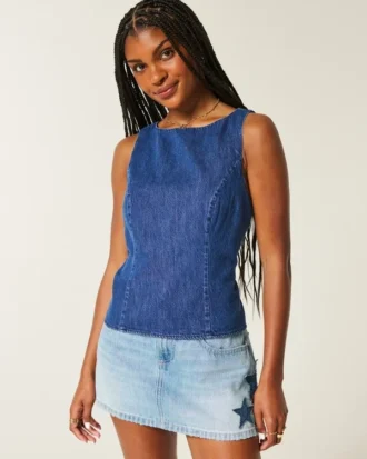 Denimtop med öppen rygg
