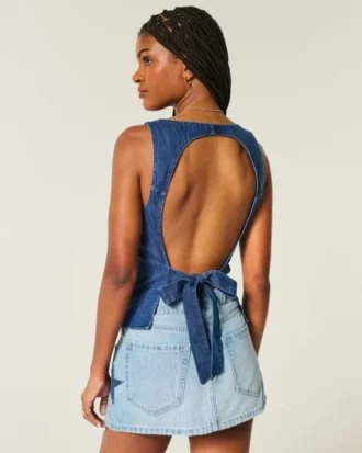 Denimtop med öppen rygg