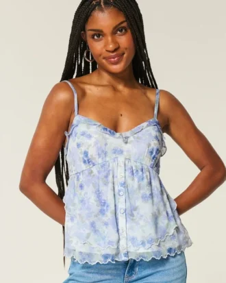 Enkel babydoll-top i chiffong