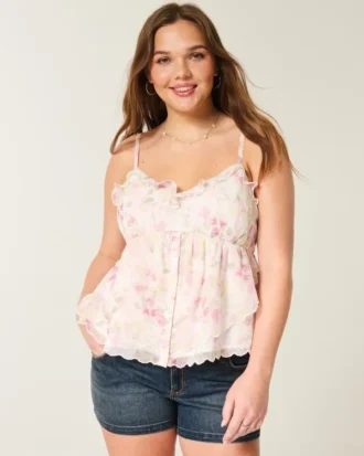 Enkel babydoll-top i chiffong
