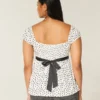 Enkel babydoll-top i satin med knytband Enkel babydoll-top i satin med knytband