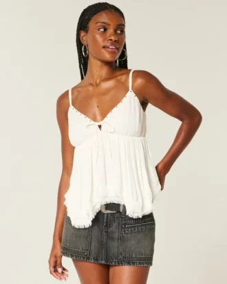 Enkel babydoll-top med nitar