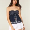 Enkel, broderad babydoll-top utan axelband Enkel, broderad babydoll-top utan axelband