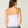 Enkel, broderad babydoll-top utan axelband Enkel, broderad babydoll-top utan axelband