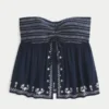 Enkel, broderad babydoll-top utan axelband Enkel, broderad babydoll-top utan axelband