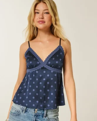 Enkel satin-camisole med spets