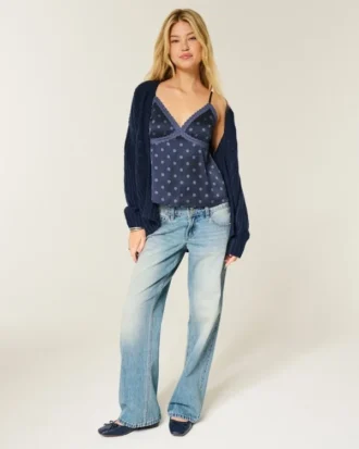 Enkel satin-camisole med spets