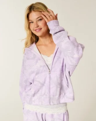 Enkel zip-up-hoodie i kamouflage