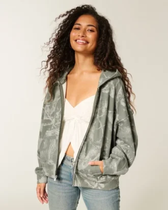 Enklaste camouflagehoodie med dragkedja