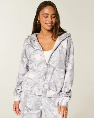 Enklaste camouflagehoodie med dragkedja