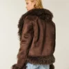 Faux fur-fodrad faux shearling-jacka