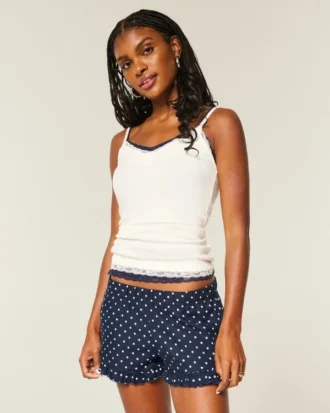 Flanellshorts med volanger